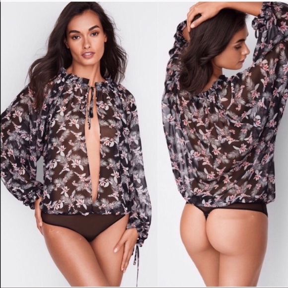 Victoria's Secret Tops - ❤️Victoria’s Secret NWT Palm Print Floral Bodysuit NEW SEXY